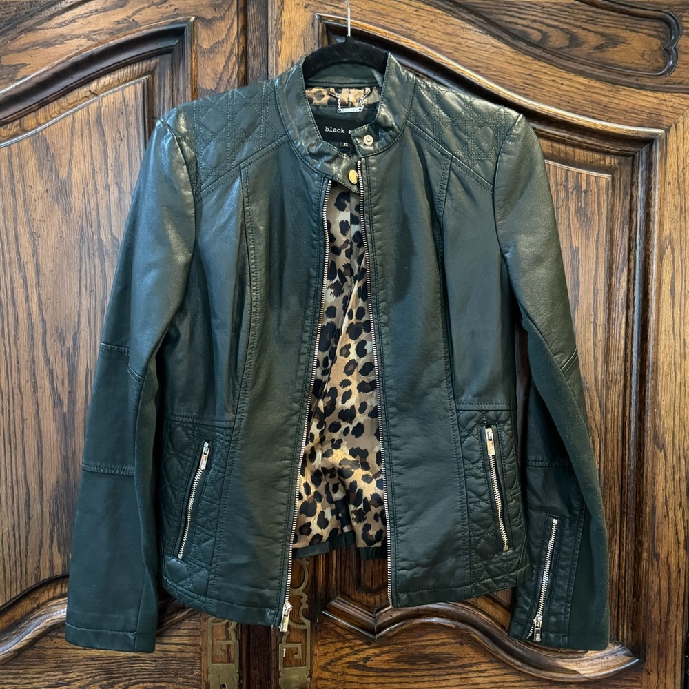 Black Rivet Faux Leather Forest Green Jacket XS